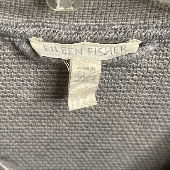 Eileen Fisher Organic Cotton Knit 2-way Zip Bomber Jacket in Gray, Size L - Picture 5 of 14